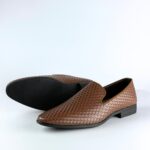 Handcrafted Weaved Leather Dress Loafer (Brown) - Image 3
