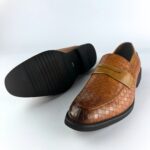 Handcrafted Weaved Leather Penny Loafer (Brown) - Image 2