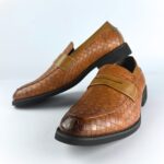 Handcrafted Weaved Leather Penny Loafer (Brown) - Image 3