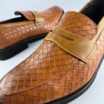 Handcrafted Weaved Leather Penny Loafer (Brown) - Image 4