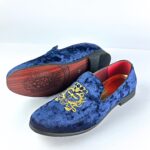 Premium Embroidered Velvet Slip-On (Blue) - Image 2