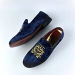 Premium Embroidered Velvet Slip-On (Blue) - Image 3