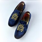 Premium Embroidered Velvet Slip-On (Blue) - Image 5