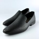 Handcrafted Weaved Leather Dress Loafer (Black) - Image 2