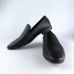 Handcrafted Weaved Leather Dress Loafer (Black) - Image 3