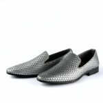 Handcrafted Weaved Leather Dress Loafer (Silver) - Image 2