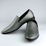 Handcrafted Weaved Leather Dress Loafer (Silver) - Image 5