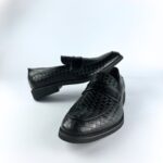 Handcrafted Weaved Leather Penny Loafer (Black) - Image 2