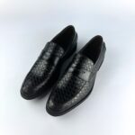 Handcrafted Weaved Leather Penny Loafer (Black) - Image 3