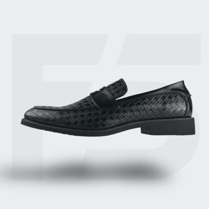 Handcrafted Weaved Leather Penny Loafer (Black)