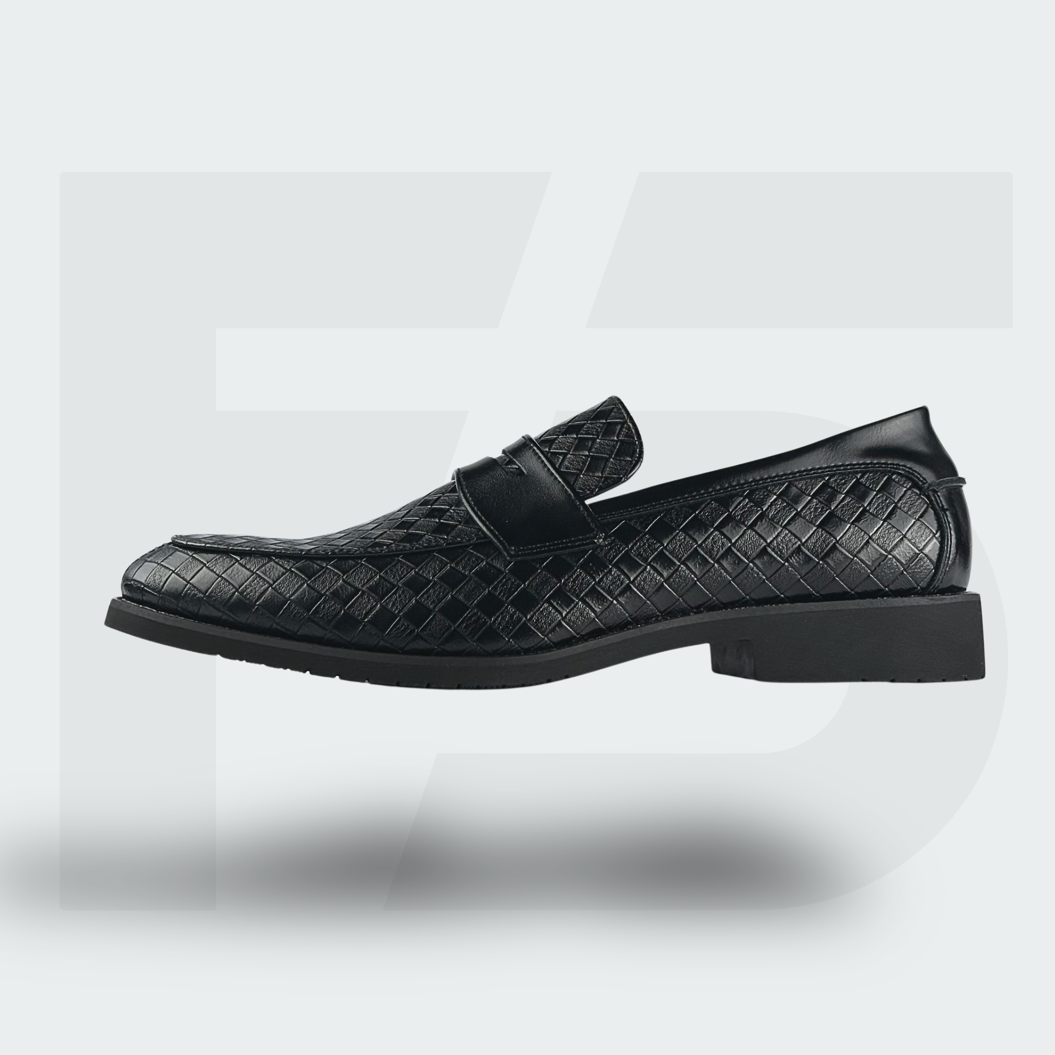 Handcrafted Weaved Leather Penny Loafer Black (6) Handcrafted Weaved Leather Penny Loafer (Black) - Image 1