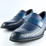 Handcrafted Weaved Leather Penny Loafer (Deep Blue) - Image 2