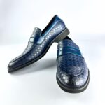 Handcrafted Weaved Leather Penny Loafer (Deep Blue) - Image 3