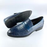 Handcrafted Weaved Leather Penny Loafer (Deep Blue) - Image 5