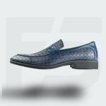 Handcrafted Weaved Leather Penny Loafer (Deep Blue)