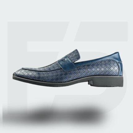 Handcrafted Weaved Leather Penny Loafer (Deep Blue)