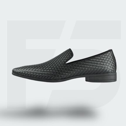 Handcrafted Weaved Leather Dress Loafer (Black)