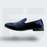 Premium Embroidered Velvet Slip-On (Blue)