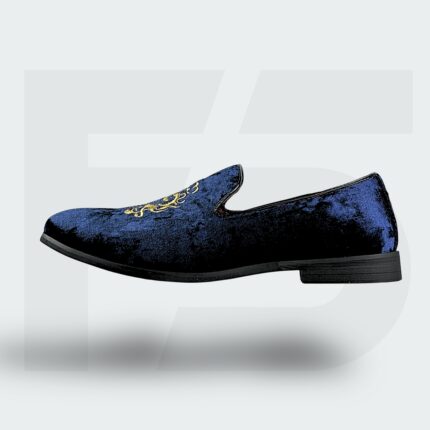 Premium Embroidered Velvet Slip-On (Blue)