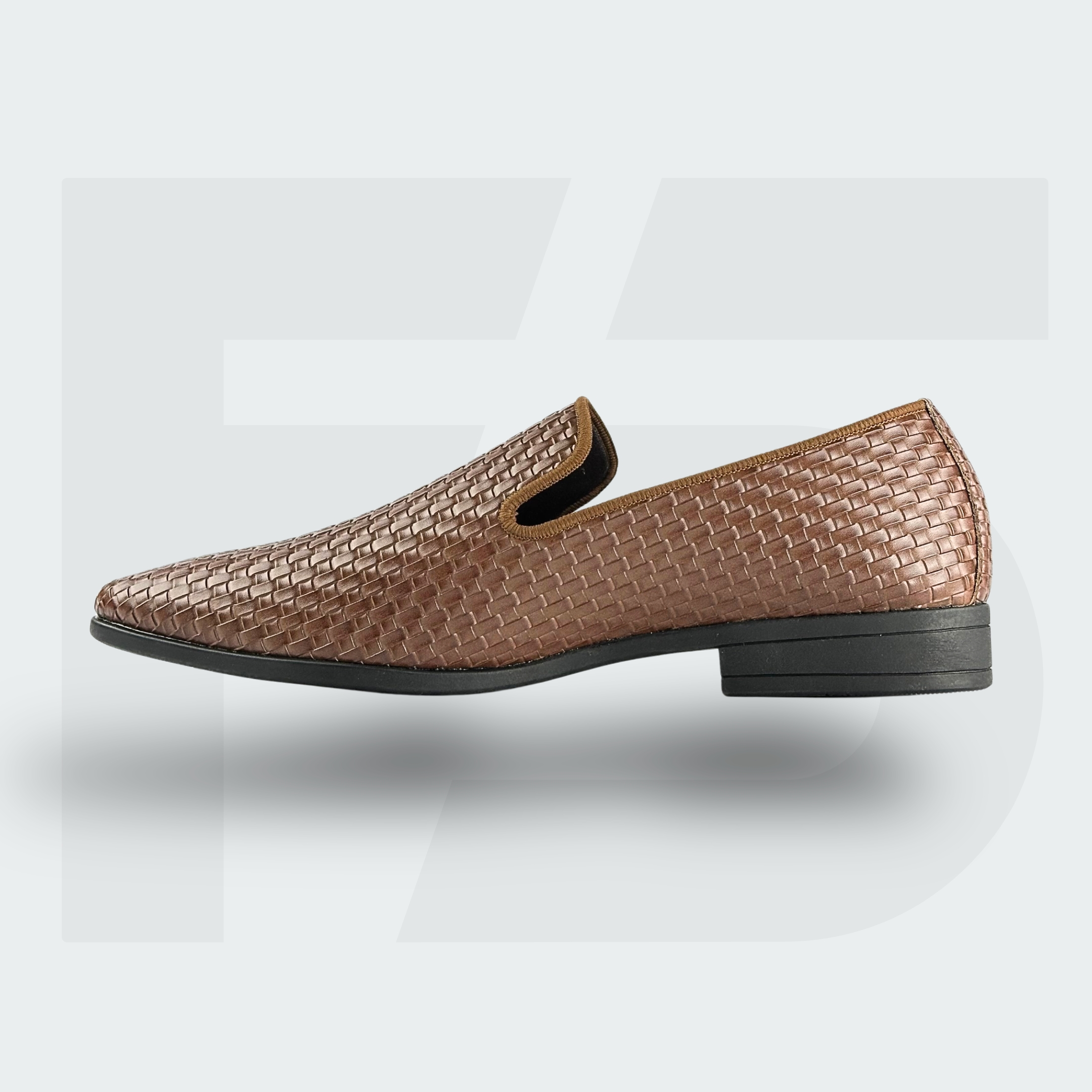 Moccasin Lace Up Coffee Handcrafted Weaved Leather Dress Loafer (Brown) - Image 1