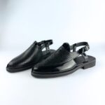 Peshawari Perforated Leather Sandal (Black) - Image 2
