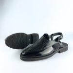 Peshawari Perforated Leather Sandal (Black) - Image 4