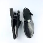Peshawari Perforated Leather Sandal (Black) - Image 5