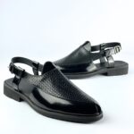 Peshawari Perforated Leather Sandal (Black) - Image 6