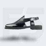 Peshawari Perforated Leather Sandal (Black)