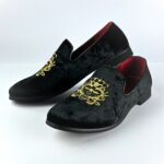 Premium Embroidered Velvet Slip-On (Black) - Image 6
