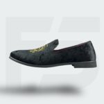 Premium Embroidered Velvet Slip-On (Black)