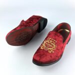 Premium Embroidered Velvet Slip-On (Red Wine) - Image 2