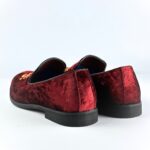 Premium Embroidered Velvet Slip-On (Red Wine) - Image 3