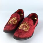 Premium Embroidered Velvet Slip-On (Red Wine) - Image 6