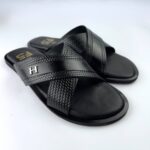 Classic Cross-Strap Leather Slide - Image 3