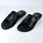 Classic Cross-Strap Leather Slide - Image 2