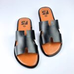 Dual-Tone Pebble Leather Slide - Image 4