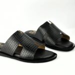 The Croc-Embossed H-Cut Leather Slide - Image 2
