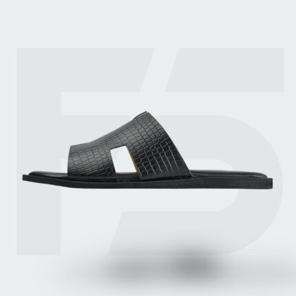The Croc-Embossed H-Cut Leather Slide