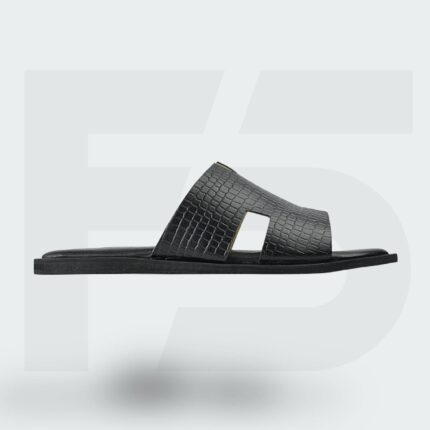 The Croc-Embossed H-Cut Leather Slide