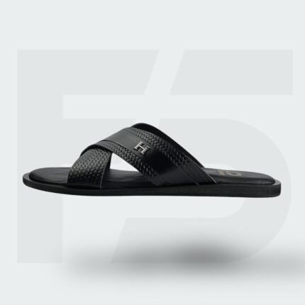 Classic Cross-Strap Leather Slide